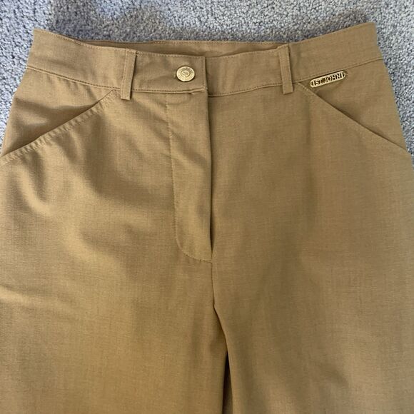St John Sport by Marie Gray Tan Pants Womens Size 2 Stretch Career Casual Logo - Picture 4 of 11